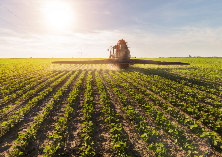 farming machine at work in a field